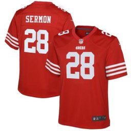 Maillot de match des 49ers de San Francisco Nike Trey Sermon Scarlet pour jeune