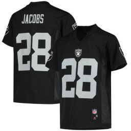 Josh Jacobs Maillot de joueur réplique des Las Vegas Raiders noir pour jeune