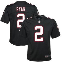 Maillot de match de retour des Atlanta Falcons Nike Matt Ryan noir pour jeune