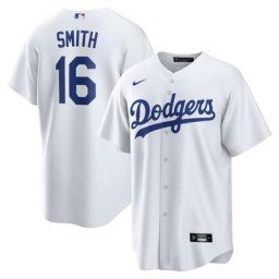 Los Angeles Dodgers Nike Official Replica Home Jersey - Youth with Smith 16 printing