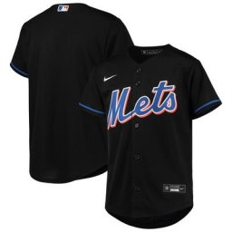 Maillot d'équipe Nike New York Mets Alternate Replica noir pour jeune