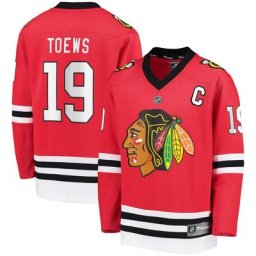 Maillot de joueur réplique des Chicago Blackhawks de Jonathan Toews rouge de marque Fanatics pour jeunes