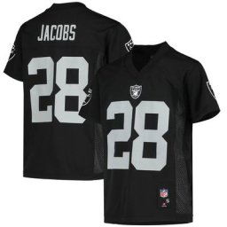 Josh Jacobs Maillot de joueur réplique des Las Vegas Raiders noir pour jeune