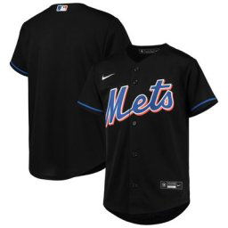 Maillot d'équipe Nike New York Mets Alternate Replica noir pour jeune
