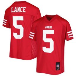 Maillot de joueur réplique de l'équipe des 49ers de San Francisco Trey Lance Scarlet pour jeune