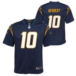 Maillot de match d'équipe des Los Angeles Chargers Nike Justin Herbert pour jeune, bleu marine