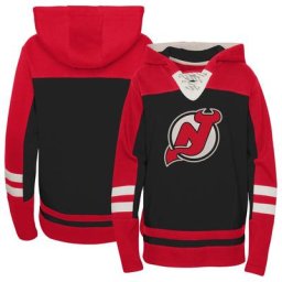 Sweat à capuche noir à encolure en V et à lacets Revisited New Jersey Devils pour enfants d'âge préscolaire