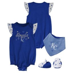 Ensemble bavoir et bottillons Royal Kansas City Royals 3 pièces pour nouveau-nés et nourrissons