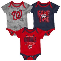 Ensemble de body trois pièces Game Time des Nationals de Washington pour nouveau-nés et nourrissons rouge/bleu marine/gris chiné