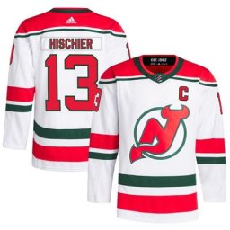 Maillot Homme adidas Nico Hischier New Jersey Devils 2022/23 Heritage Primegreen Authentic Pro Blanc