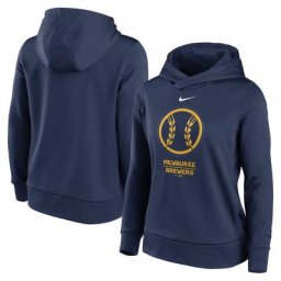 Chandail à capuchon Nike pour femme, bleu marine, Milwaukee Brewers
