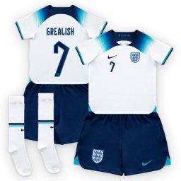 England Home Stadium Kit 2022 - Little Kids with Grealish 7 printing
