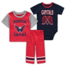 Ensemble 3 pièces avec t-shirt et pantalon Rookie des Capitals de Washington rouge/bleu marine pour bébé