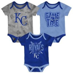 Ensemble de body trois pièces Game Time Royal/Bleu clair/Gris chiné pour nouveau-né et nourrisson Kansas City Royals
