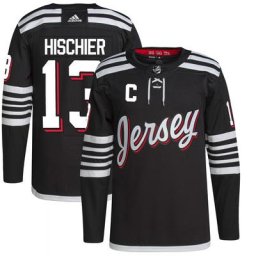 Maillot Homme Adidas Nico Hischier New Jersey Devils 2021/22 Alternate Primegreen Authentique Pro Player Noir