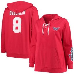 Chandail à capuchon à encolure en V et à lacets grande taille des Capitals de Washington Alexander Ovechkin rouge pour femme
