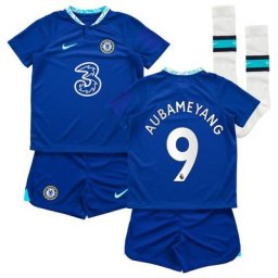 Chelsea Home Stadium Kit 2022-23 - Little Kids with Aubameyang 9 printing