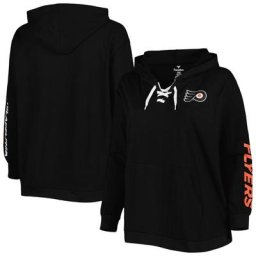 Sweat à capuche à lacets grande taille Flyers de Philadelphie noir pour femme