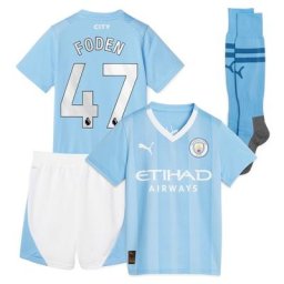 Kit Manchester City PUMA Domicile 23/24 - Jeune Enfant avec flocage Foden 47