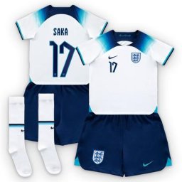 England Home Stadium Kit 2022 - Little Kids with Saka 17 printing