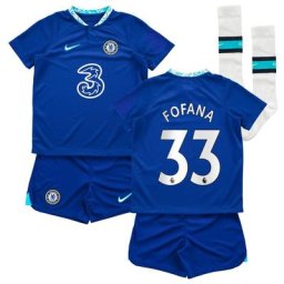 Chelsea Home Stadium Kit 2022-23 - Little Kids with Fofana 33 printing