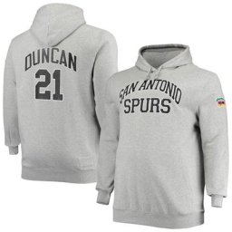Hommes Mitchell & Ness Tim Duncan Heathered Grey San Antonio Spurs Tailles Big & Tall Name & Number Pull à capuche