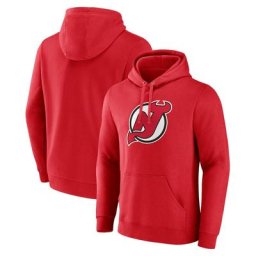 Chandail à capuchon avec logo principal des Devils du New Jersey Fanatics Branded rouge pour homme