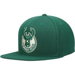 Casquette Snapback Milwaukee Bucks Team Ground Mitchell & Ness pour homme vert chasseur