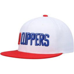 Casquette Snapback LA Clippers classique 2 tons Mitchell & Ness pour homme, blanc/rouge