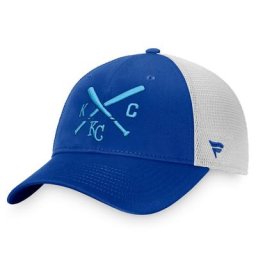 Casquette Snapback Iconic Cross Bat Trucker Iconic Cross Bat des Kansas City Royals de marque Fanatics Royal/Blanc pour homme