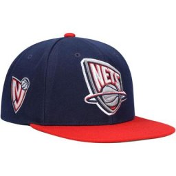 Mitchell & Ness Navy New Jersey Nets pour hommes Hardwood Classics XL Wordmark Snapback Hat