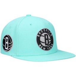 Casquette Snapback Mitchell & Ness x Lids Aqua Brooklyn Nets pour homme avec boîte-cadeau bleue