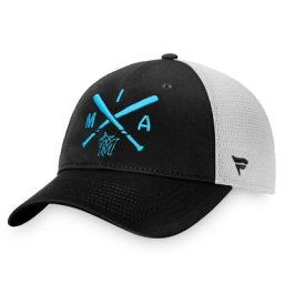 Casquette Snapback Miami Marlins Iconic Cross Bat Trucker pour homme Fanatics Branded noir/blanc