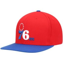 Casquette pour homme Mitchell & Ness Red/Royal Philadelphia 76ers Hardwood Classics Two-Tone Snapback