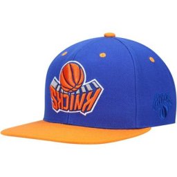 Casquette Snapback à l'envers pour hommes Mitchell & Ness bleu/orange New York Knicks