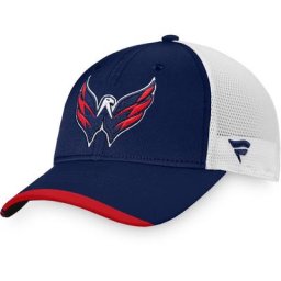 Casquette Snapback Authentic Pro Team Locker Room Trucker pour homme avec logo Fanatics bleu marine/blanc Washington Capitals