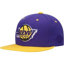 Casquette Snapback à l'envers des Los Angeles Lakers pour homme Mitchell & Ness violet/jaune