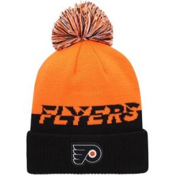 Bonnet en tricot adidas Philadelphia Flyers COLD.RDY orange/noir pour hommes avec pompon