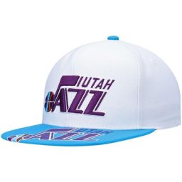 Casquette Snapback Utah Jazz Current Reload 3.0 Mitchell & Ness x Lids pour homme, blanc/bleu clair