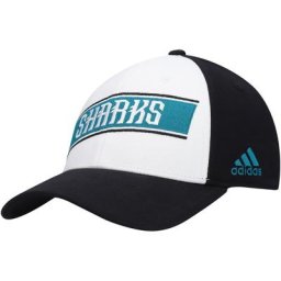 Casquette flex d'entraîneur local des Sharks de San Jose adidas pour homme, blanc