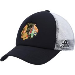 Casquette adidas Black/Blanc Chicago Blackhawks Team Foam Trucker Snapback pour hommes