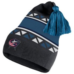 Bonnet en tricot à revers rétro 2.0 à pompons pour homme Adidas Black Columbus Blue Jackets