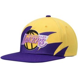 Casquette snapback à dents de requin Mitchell & Ness pour homme Los Angeles Lakers Hardwood Classics or/violet