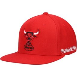 Casquette Snapback Chicago Bulls English Dropback Mitchell & Ness rouge pour homme