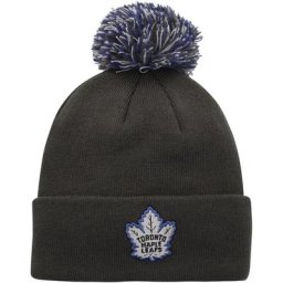 Bonnet en tricot à revers pour homme avec pompon anthracite/marine des Maple Leafs de Toronto pour hommes adidas