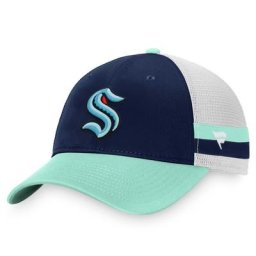 Casquette de camionneur à rayures Seattle Kraken Breakaway de marque Fanatics Deep Sea Blue/Bleu clair pour homme