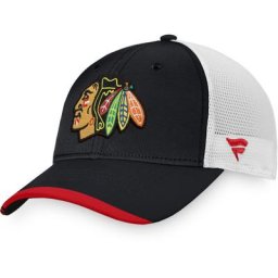 Casquette Snapback Chicago Blackhawks Authentic Pro Team Locker Room Trucker Snapback de marque Fanatics pour homme, noir/blanc