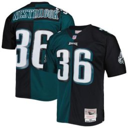 Maillot Homme Mitchell & Ness Brian Westbrook Vert Minuit/Noir Philadelphia Eagles 2004 Split Legacy Replica