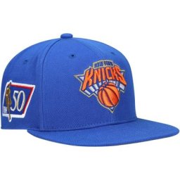 Casquette Snapback 50e anniversaire des New York Knicks bleus Mitchell & Ness pour hommes