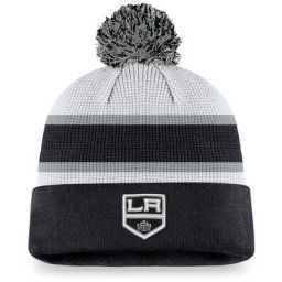 Bonnet en tricot à revers Los Angeles Kings Authentic Pro Draft avec pompon de marque Fanatics pour homme, blanc/noir